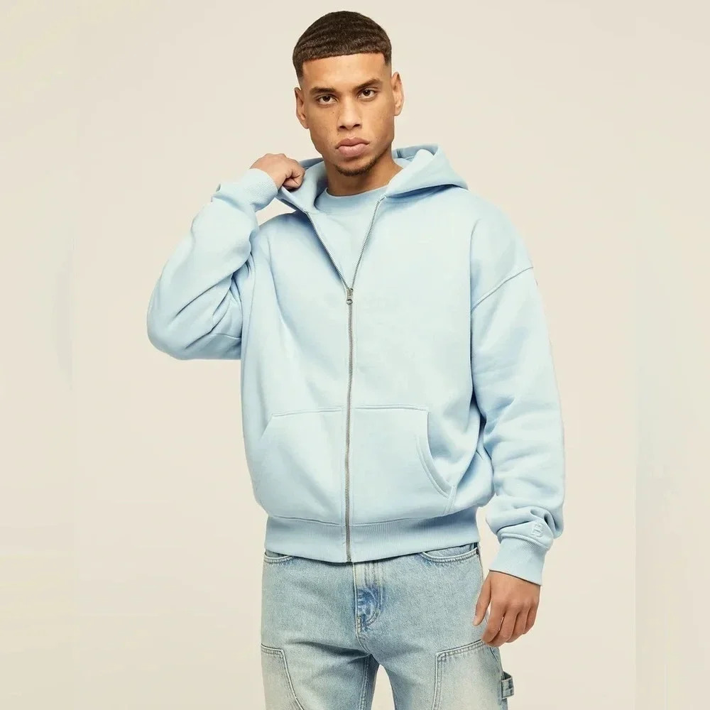 NAKED WARDROBE UNISEX BABY BLUE ZIP UP HOODED JACKET M - Picture 4 of 10